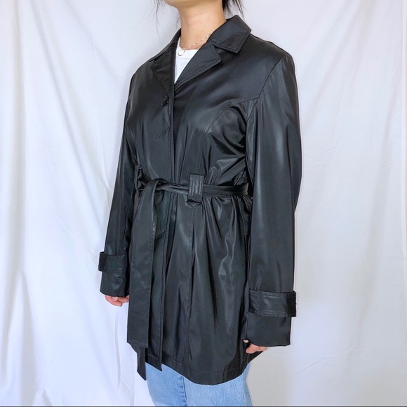 Ellabee black trench coat S-L - Picture 2 of 4